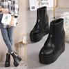 14CM Fashion Wedges Ankle Boots Women's Round Toe Wedged Heels Shoes Platform Boots Women  Autumn High Heels Booties Hot Sale