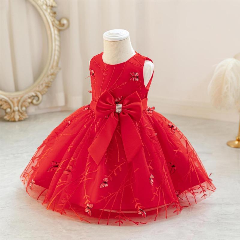 Cute Bowknot Princess Dress For Little Girls Birthday Party Flower Girl Formal Dress