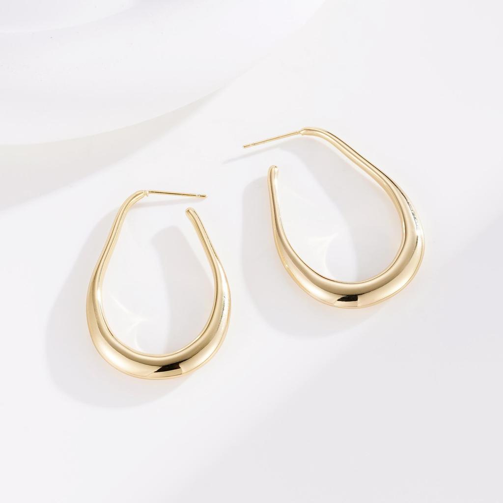 "Elegant Retro Gold Earrings: High-Grade Copper with Real Gold & 925 Silver Needles - Perfect for Valentine's Day"
