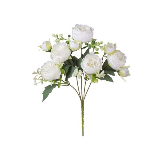 5-Head Artificial Peony Bouquet with Buds Realistic Faux Silk Peony Flower with Stem for Wedding Bridal Bouquet Floral Arrangement Table Centerpiece