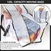 4 Pack 120L Moving Bags, Heavy Duty Moving Totes, Clear Waterproof Storage Bag with Zips