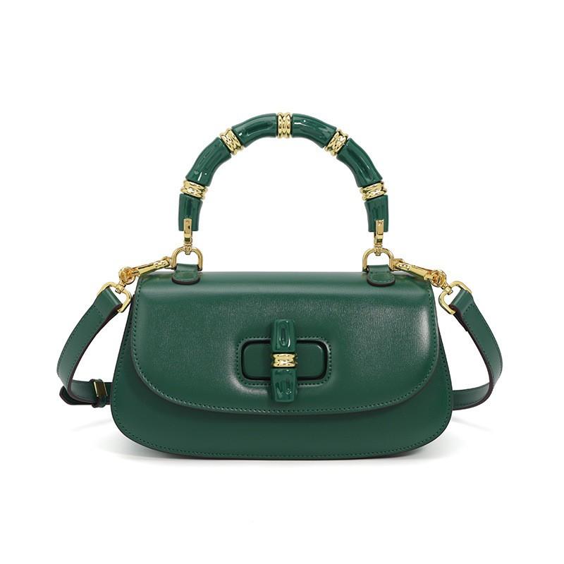Elegant Saddle Bag With Bamboo Handle