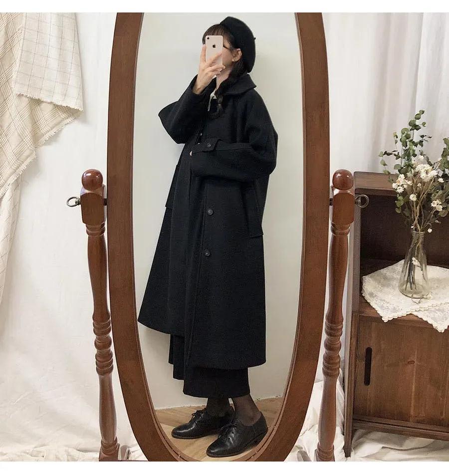 Women's Plus Size Mid-Length Wool Coat - New Korean Style for Autumn/Winter