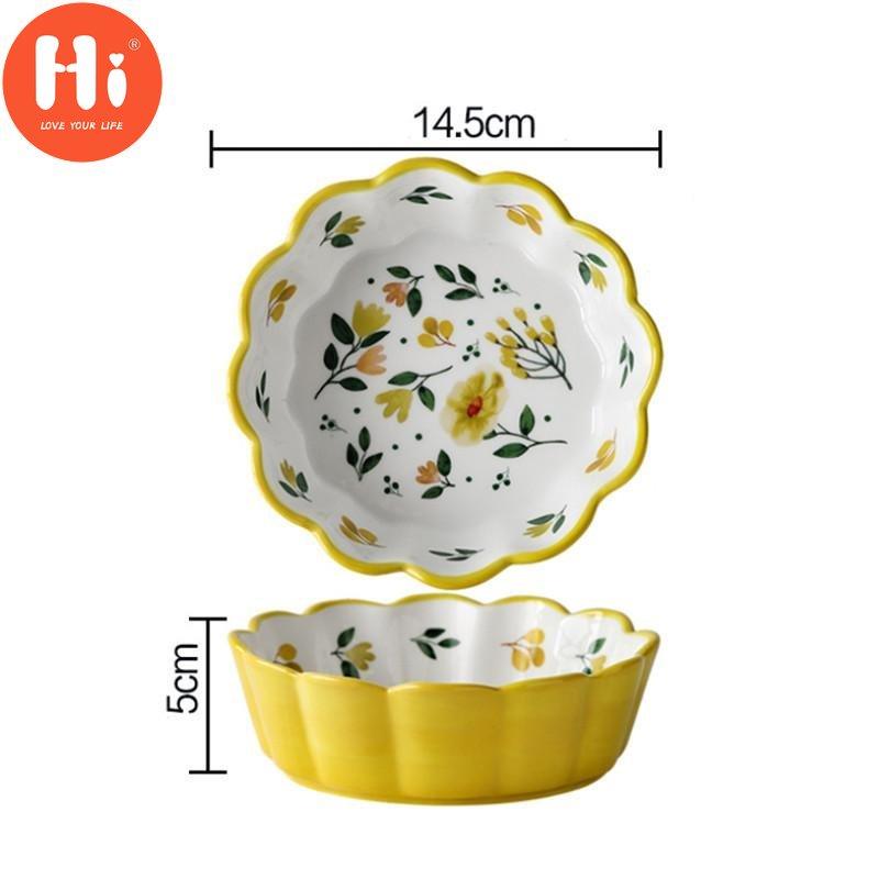 Hi Nordic Simple Hand Painted Ceramic Salad Cake Bowl Colorful Porcelain Soup Fruit Bowl Lace Rice Dessert Snack Bowl Tableware