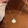 Original Inlay Diamonds White Fritillaria Shell Pendant Exquisite Romantic Sparkling Necklace Wedding Engagement Jewelry Gift