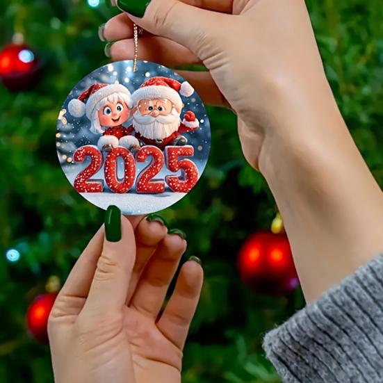 Santa Claus Acrylic Pendant with Lanyard Easy To Hang Adorable Christmas Tree Decoration Hanging Ornament Holiday Gift