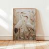 Cranes Flying Poster, Japanese Art Print, Traditional Ink Painting, Elegant Bird Art, Nature Wall Decor Oriental Landscape Decor