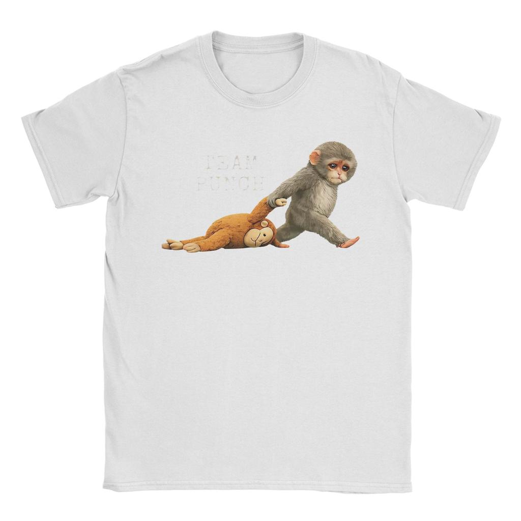 Team Punch Punch der Affe Babyaffe hält Plüschtier T-Shirt für Männer Frauen Bedruckte T-Shirts 100% Baumwolle Kleidung