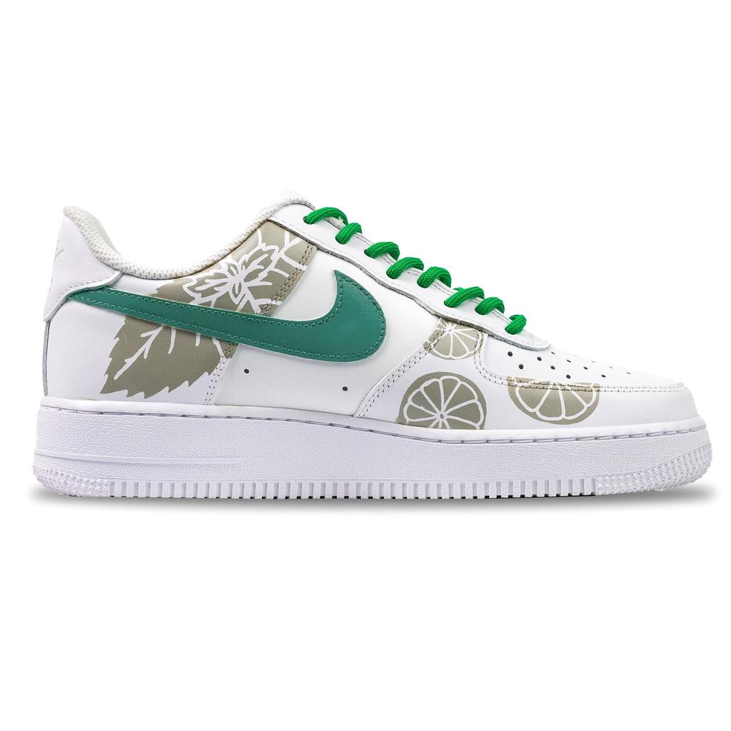 Nike Air Force 1 Lemon Summer Hovězí Kůže Odolné proti oděru Rovnováha Nízké Skateboardové boty Pánské Bílá Zelená CW2288-111(Tým144-)
