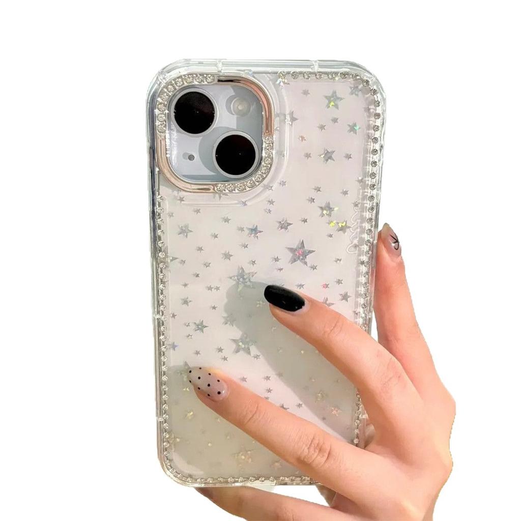 Laser Star Sparkling Diamond Phone Case for Apple 17PRO Goddess Tide Brand All Inclusive IMD Inlaid Diamond Phone Case