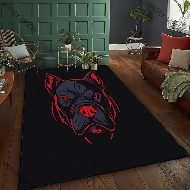 Nový ! APBT Americký Bully Pitbull Psi Tištěný Koberec, Obývací Pokoj Ložnice Kancelář Velkoplošné Koberce, Protiskluzová Strojově Pratelná Podložka