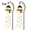 Decorative Resin Snowman Ground Stakes Solar Garden Stake Light, Flowing Waterfall LED Fairy Light with Festive Winter Courtyard Decor Star Snowflake,