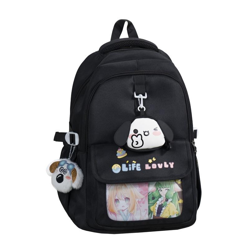 

Новый осенне-зимний рюкзак в свежих цветах с блочной расцветкой и надписью, повседневный, для учениц начальной и средней школы чёрный