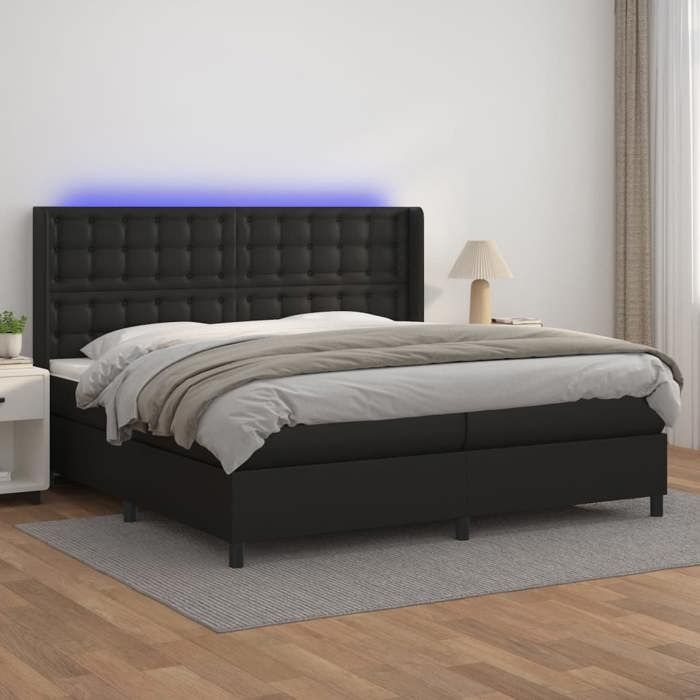 VidaXL Slatted Bed Base with Mattress and LED, Upholstered Bed, Double Bed, Adult Bedroom Interior Bed, 3139403