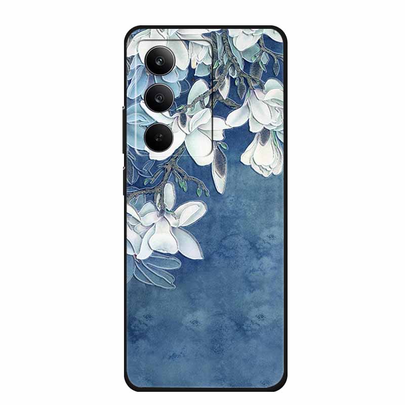 3D Emboss Case For Realme C75 4G 5G C75x V70 V70s 14x Realme C71 4G Case C 75 71 Coque Flower Black Silicone Soft Back Cover Bag