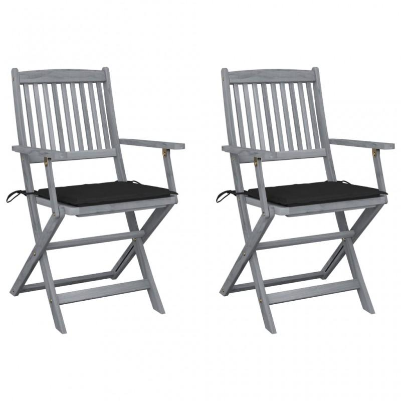 Day and Night - Day and Night Folding Garden Chairs 2 Pcs Cushions Solid Acacia Wood