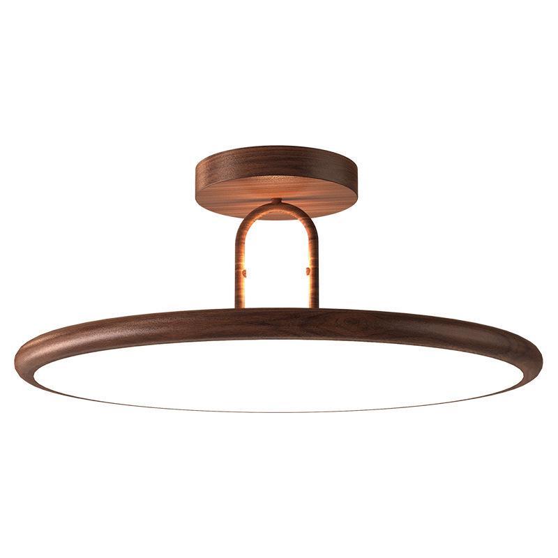 Minimalist Walnut Wood Grain Bedroom Ceiling Light for Dining, Study, and Kids' Rooms - Simple and Stylish Design