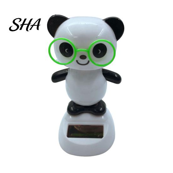 Solar Swing Car Toy Panda Ornament, Plastic Pendant, Automatic Head Swinging Powered Decoration Doll, Dashboard Cute Interior Accessories Ornament