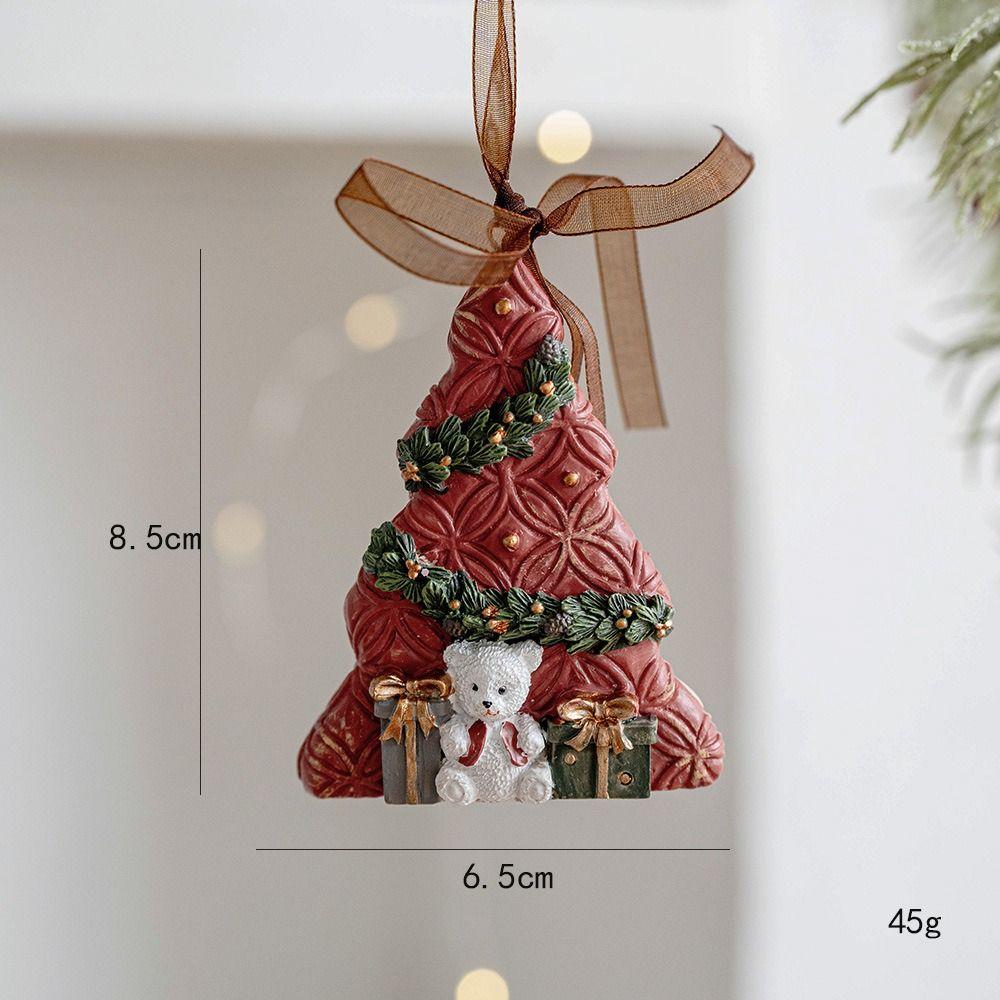 Resin Christmas Tree Decoration DIY Decor Painted Ornaments Christmas Resin Pendant  New Year Party