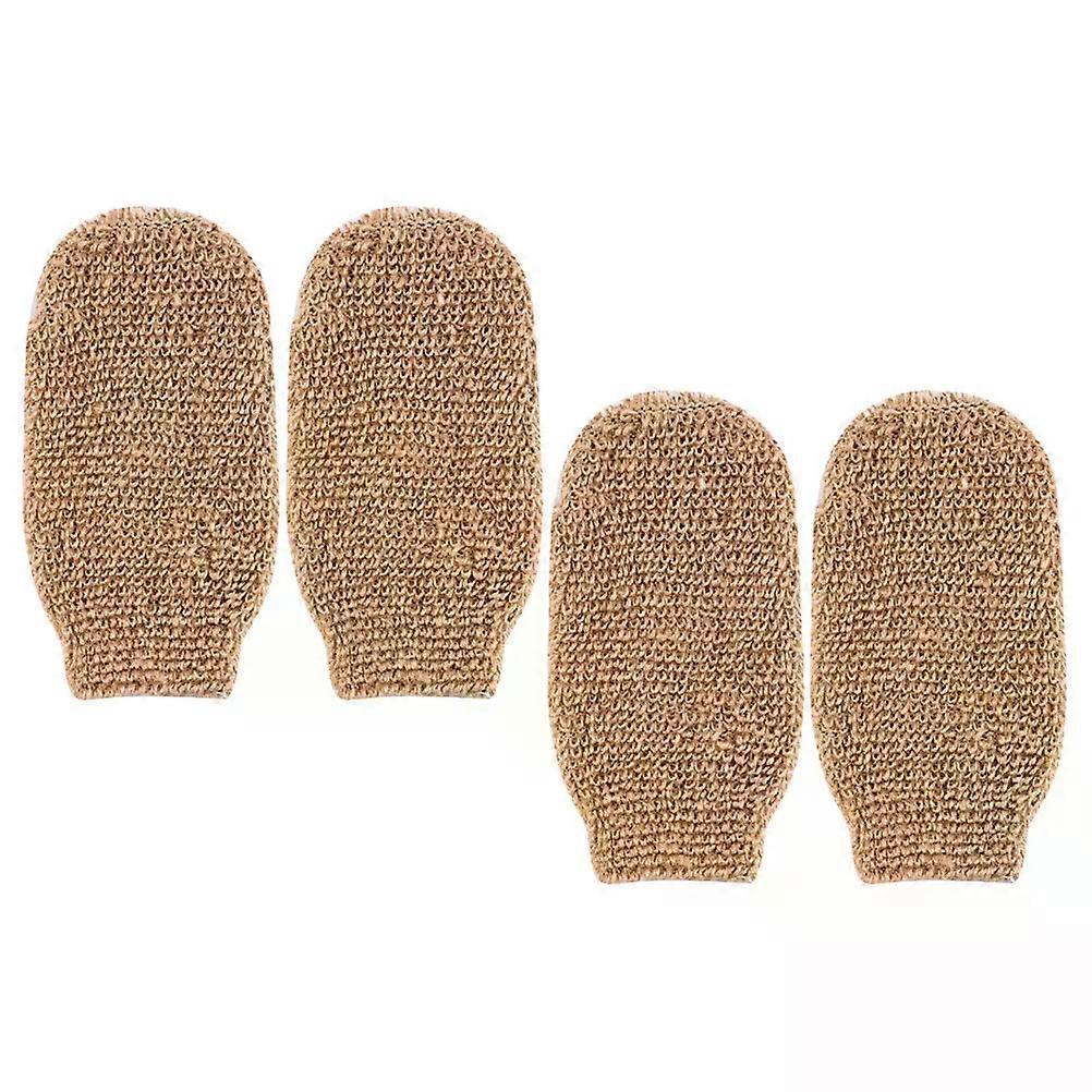 4 Pcs Jute Exfoliating Gloves Bathing Mitts Body Skin Scrubber Shower Accessories Rich Foaming Bath Supplies Back Scrubbers
