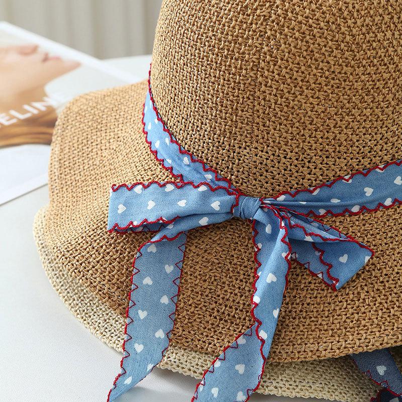 Trendy Fisherman'S Hat, Hat With Wavy Brim, Straw Woven With Ribbon Ties, Women'S Bucket Hat