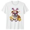 Cute Bulldog Wearing Bunny Ears And Heart Womens T-Shirt Easter Spring Dog Lover