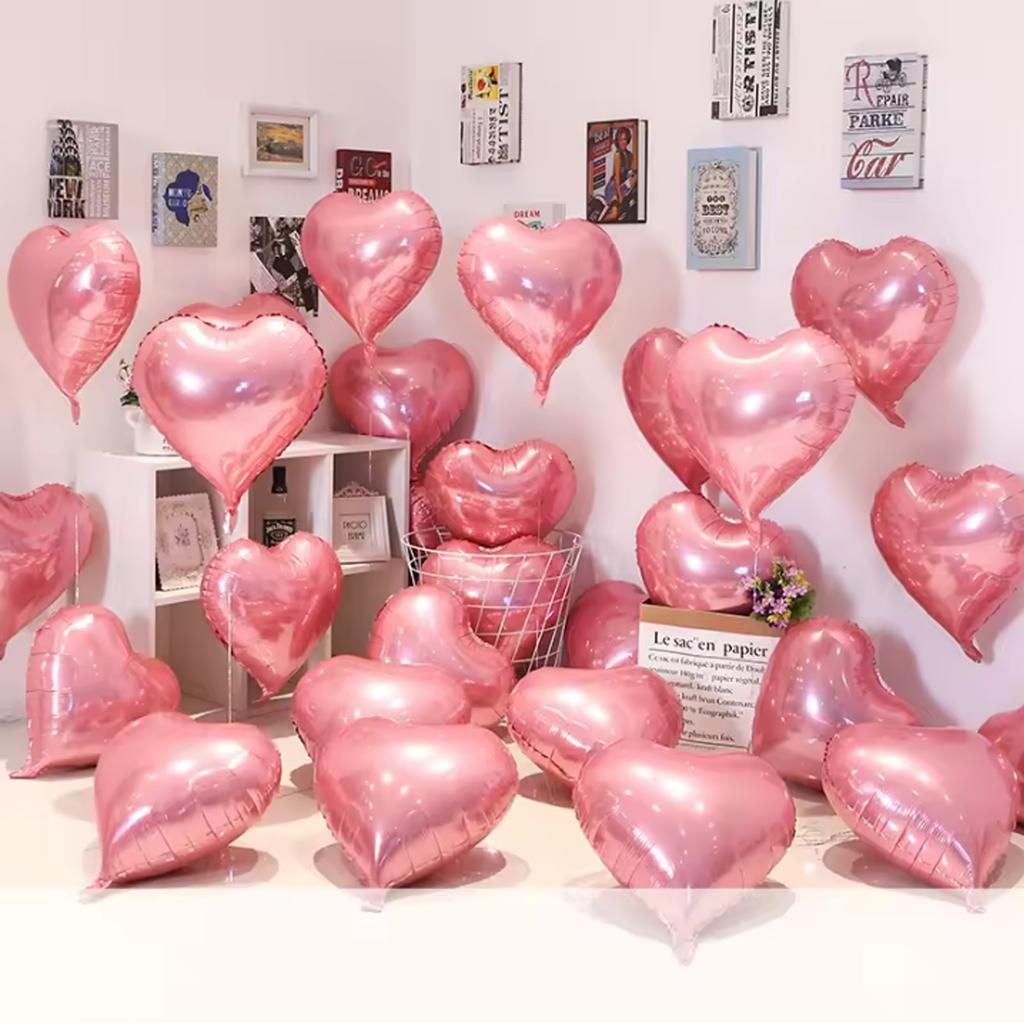 10pcs 18inch Rose Gold Red Pink Love Heart Foil Balloons Valentines Wedding Decoration Helium Balloon Birthday Party Supplies