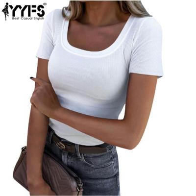 Women's Fashion Casual Summer Spring Solid Color Print Short Sleeve U-Neck Blouses & Shirts