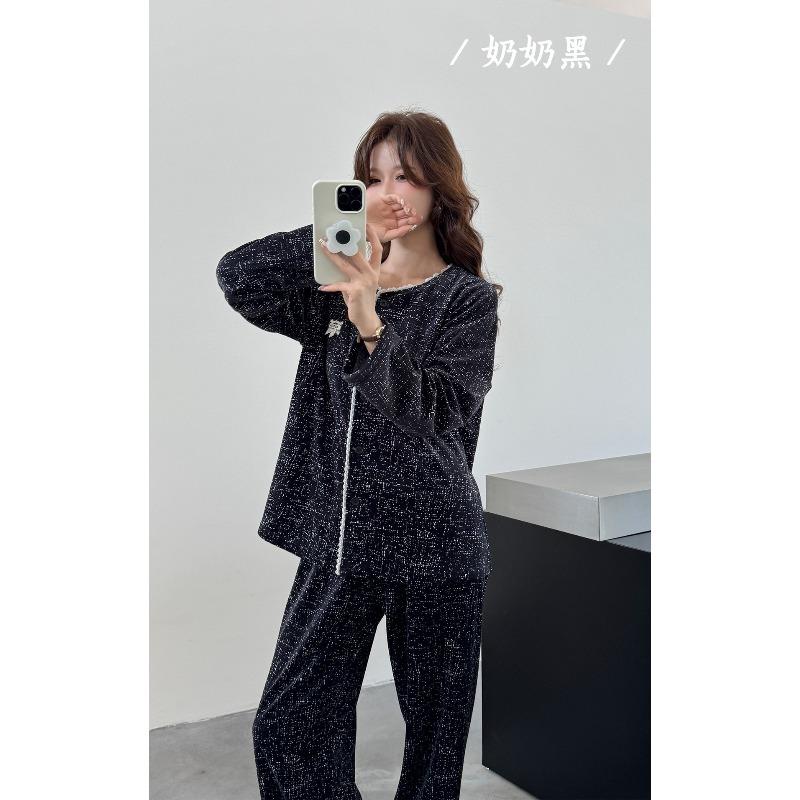 

1 комплект пижамы из австралийского бархата, новинка осени и зимы, можно носить на улице, мягкий и приятный к коже комплект для дома из двух предметов XL (116-70kg)