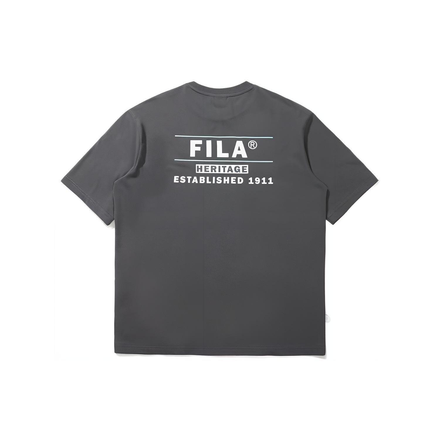 FILA T Shirts Unisex Gray Crew Neck Moderate Straight Fit FS2RSE2112X-DGY 100