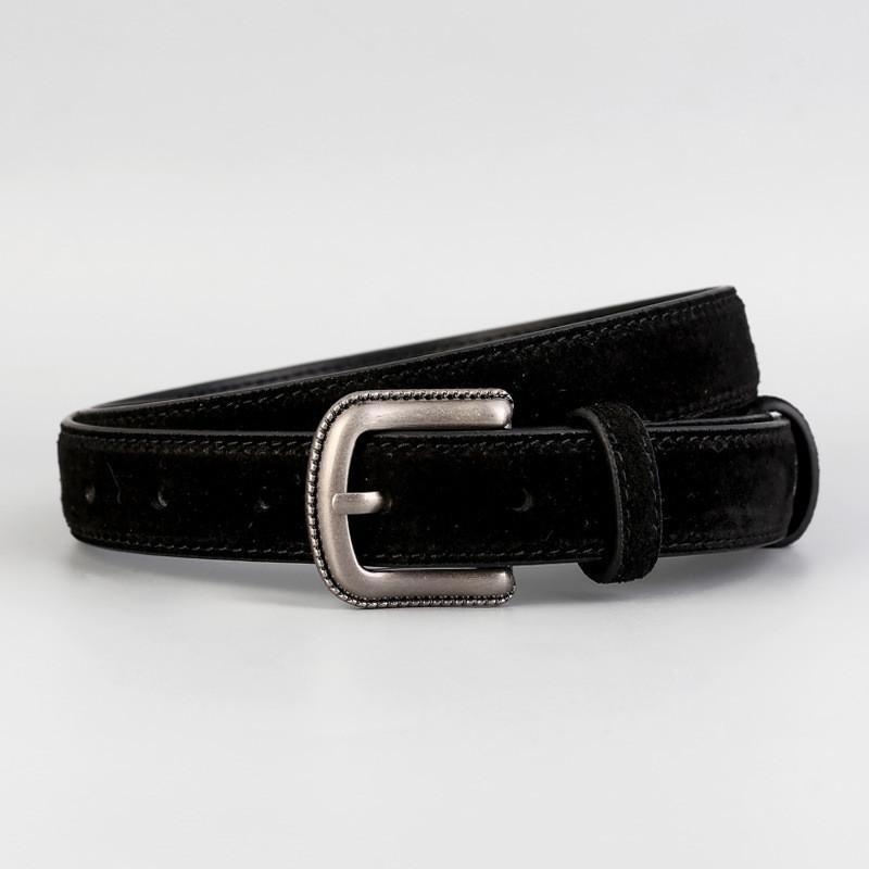 Womens Leather Belt Cowhide Dress Belt With Alloy Buckle For Casual And Work Black