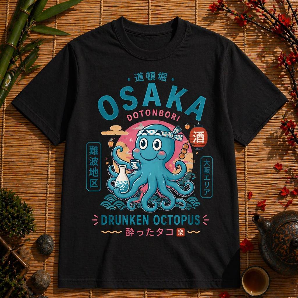 Osaka Drunken Octopus Tee – Japanese Street Food Graphic Shirt