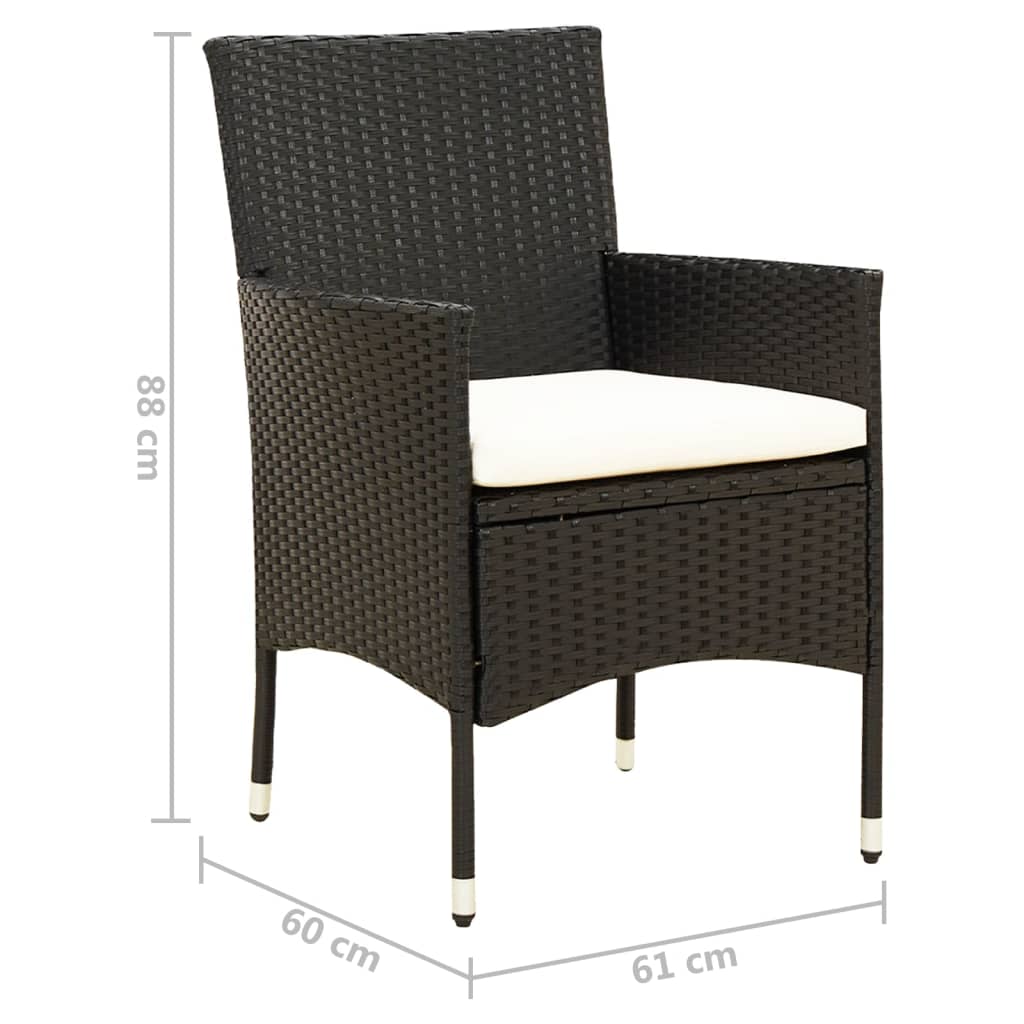 Vidaxl Garden Chairs With Cushions, 2 Pcs., Poly Rattan, Black
