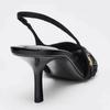 Fashion Fashion Mesh String Bead Embellished Design Heels Women Elegant Pointed Toe Back Strap Slide Sandals Black Party Dress Shoes