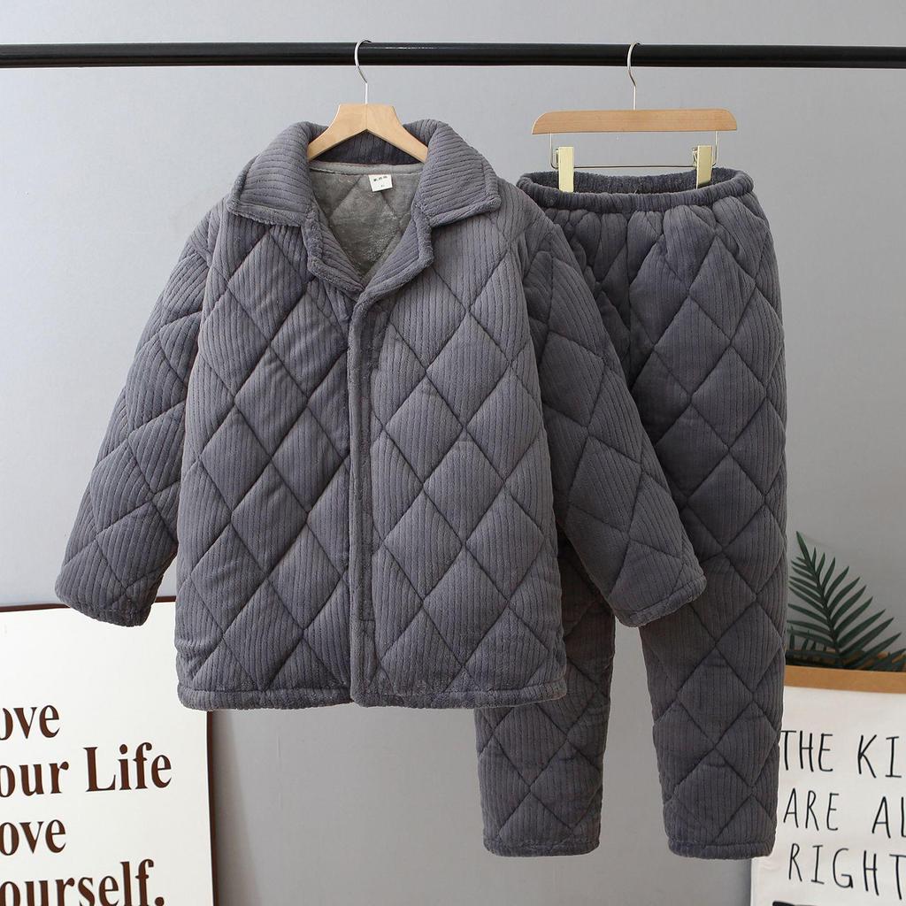 Men's Winter Cotton-Padded Jacket & Thick Coral Fleece Pajamas for Prisoners