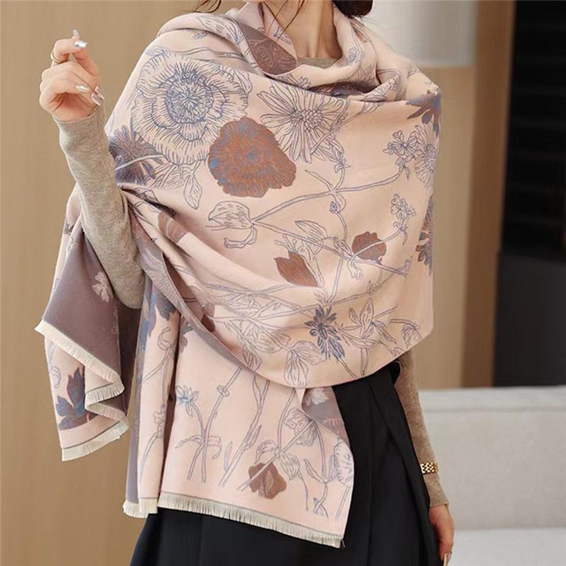 185*65cm Hochwertiger doppelseitiger, verdickter Kaschmir-Imitat-Schal, bedruckt, warmer Schal, Geschenk für Frauen
