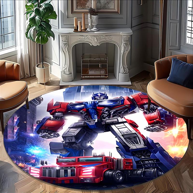 1pc Transformers2 Print Round Carpet Chair Round Carpet Suitable for Bedroom Living Room Home Decorative Carpet