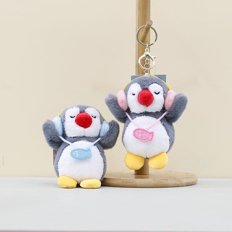 Adorable Plush Penguin Keychain Cute Cartoon Headphone Holder Fluffy Doll Accessory