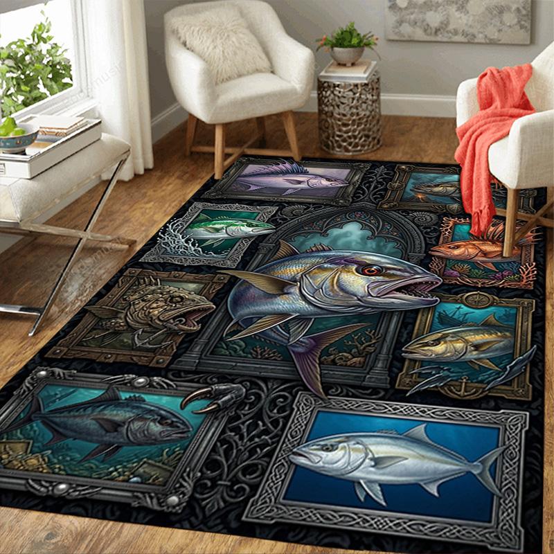 Marine Life Pattern Rug Floor Mat for Living Room or Bedroom Soft and Comfortable Carpet a Gift for Birthday and Holiday.