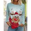 Women's Christmas Reindeer Long Sleeve T-Shirt Casual Holiday Fashion Autumn Versatile Top Harajuku Style Clothing