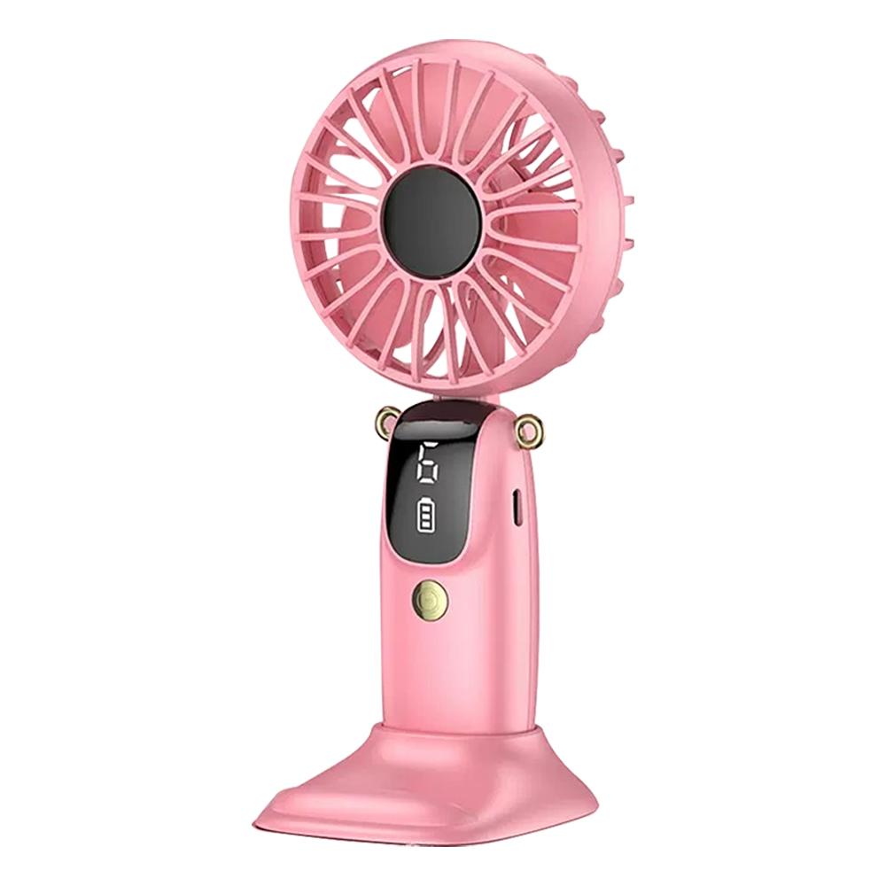 Foldable USB Mini Fan  6 Speeds  Rechargeable  Neck Hanging  Built In Phone Stand  LCD Display  Portable Cooling