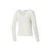 FILA Solid Color Knitted Long Sleeve Fitness Top Women tops Vanilla-White A11W341204FIV