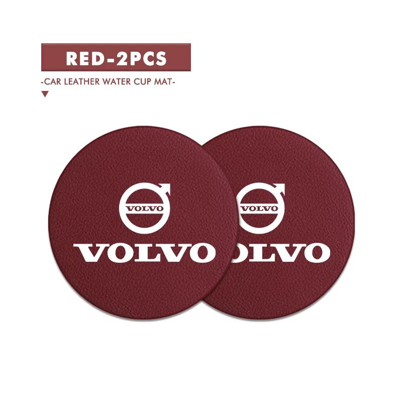 2pcs Car Cup Coaster High Quality Colorful Non Slip Pad Parts For Volvo AWD XC60 S40 XC40 XC90 C30 C70 S60 S80 S90 T6 V40 V50
