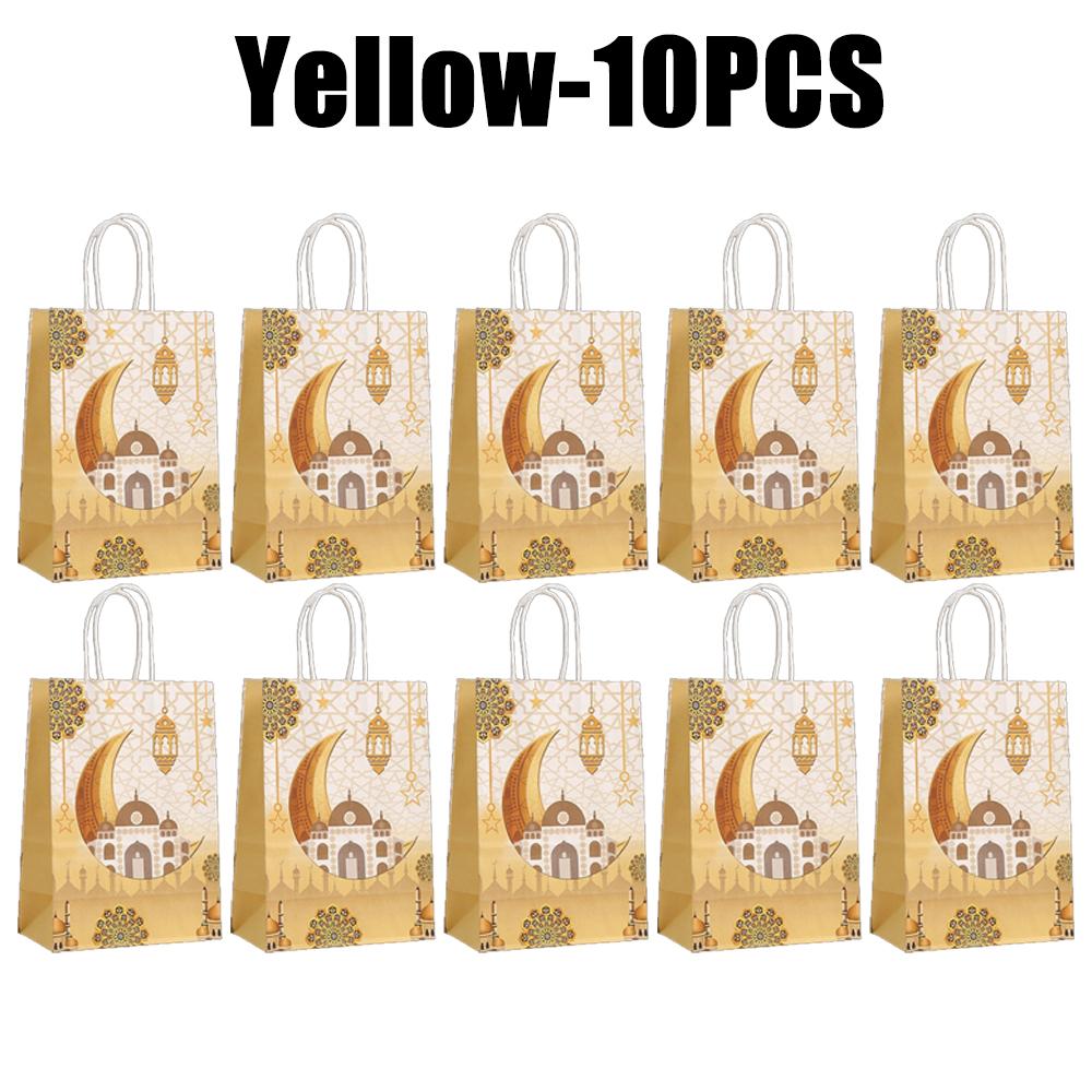 Ramadan Kraft Paper Gift Bags for Cookies Bulk Eid Mubarak Party Decor Islamic Favor Bags with Karim Design Festival Supplies