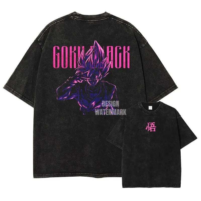 Hot Sale Dragon Ball Vegeta IV Graphic Print T-shirt Men Women Vintage Washed Cotton Summer New Tee Streetwear Y2K Fashion Loose Casual Oversized Top