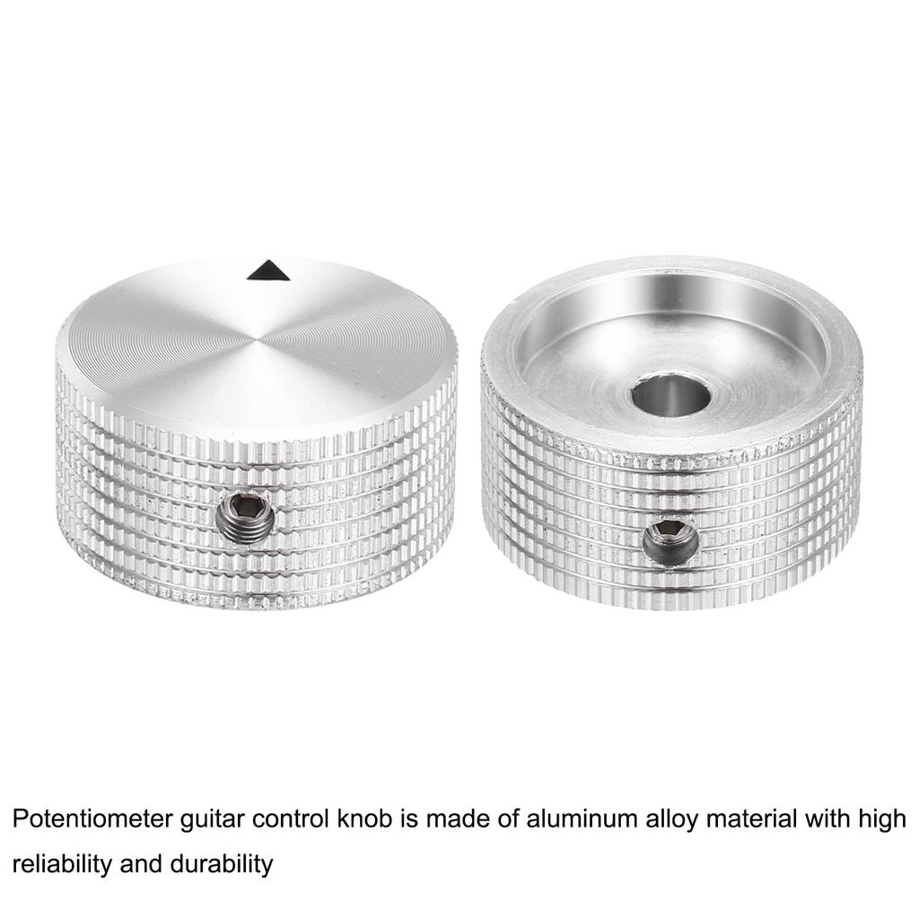 Uxcell Aluminum Potentiometer Universal Volume Tone Control Knob with Arrow Indicator for Guitar and Silver 4-Piece Knob, 1/4" (6mm) Bass, 5/8"