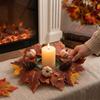 Simulation Artificial Maple Leaves Garland Pumpkins Fall Mini Wreath  Fireplace Window