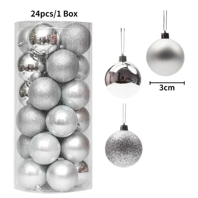 24Pcs 3CM Christmas Balls Decorations Christmas Tree Ornaments Ball Hanging Pendants Home Party Decor New Year Navidad Decor