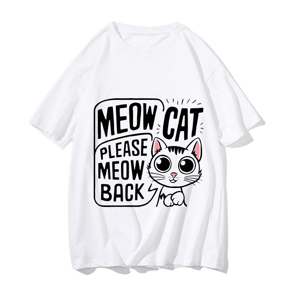 Baby Lasagna Meow Cat Please Meow Back T-shirts Men Summer Short Sleeve Cotton Tee-shirt Cute Graphic Print Tshirts Ropa Hombre