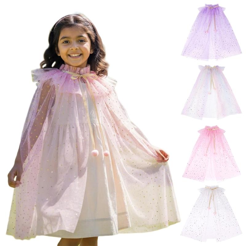 Sequins Tulle Princess Cape Princess Cloak Princess Cosplay Costume Accessory for Halloween Carnivals Birthday Party